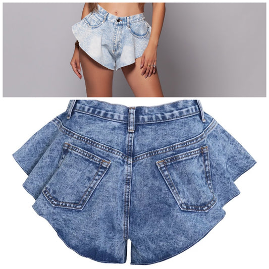 High-Waisted Flare Denim Shorts